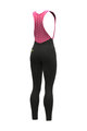 ALÉ Pantaloni de ciclism lungi cu bretele - SOLID ESSENTIAL - roz/negru