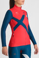SPORTFUL Tricou de cilism pentru iarnă cu mânecă lungă - SQUADRA W - roșu/albastru