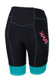 KARPOS Pantaloni scurți de ciclism fără bretele - VERVE - negru/turcoaz
