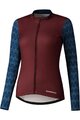 SHIMANO Tricou de cilism pentru iarnă cu mânecă lungă - KAEDE PRINTED LONG - bordo/albastru