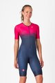 CASTELLI Salopetă de ciclism - CORE TRI W SUIT SHORT SLEEVE - albastru/roz