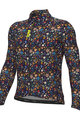 ALÉ Tricou de cilism pentru iarnă cu mânecă lungă - PRAGMA FLOWERY - negru/multicolor