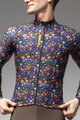 ALÉ Tricou de cilism pentru iarnă cu mânecă lungă - PRAGMA FLOWERY - negru/multicolor