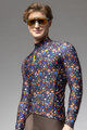 ALÉ Tricou de cilism pentru iarnă cu mânecă lungă - PRAGMA FLOWERY - negru/multicolor