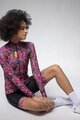 ALÉ Tricou de cilism pentru iarnă cu mânecă lungă - PRAGMA FLOWERY LADY - roz/multicolor