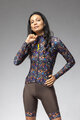 ALÉ Tricou de cilism pentru iarnă cu mânecă lungă - PRAGMA FLOWERY LADY - albastru/multicolor