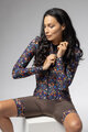 ALÉ Tricou de cilism pentru iarnă cu mânecă lungă - PRAGMA FLOWERY LADY - albastru/multicolor