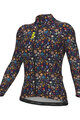 ALÉ Tricou de cilism pentru iarnă cu mânecă lungă - PRAGMA FLOWERY LADY - albastru/multicolor