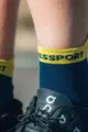COMPRESSPORT Șosete de gleznă de ciclism - PRO RACING V4.0 RUN LOW - albastru/galben