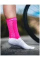 COMPRESSPORT Șosete clasice de ciclism - PRO RACING V4.0 BIKE - alb/roz