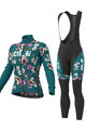 ALÉ Tricou și pantaloni de iarnă de ciclism - FIORI LADY WINTER - negru/verde
