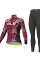 ALÉ Tricou și pantaloni de iarnă de ciclism - AMAZZONIA LADY WNT - roz/negru/bordo