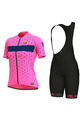ALÉ Tricoul și pantaloni scurți de ciclism - STARS LADY - negru/roz