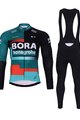 BONAVELO Tricou și pantaloni de iarnă de ciclism - BORA 2023 WINTER - roșu/negru/verde/alb