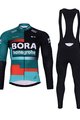 BONAVELO Tricou și pantaloni de iarnă de ciclism - BORA 2024 WINTER - roșu/alb/negru/verde