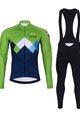 BONAVELO Tricou și pantaloni de iarnă de ciclism - SLOVENIA WINTER - verde/albastru/negru