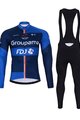 BONAVELO Tricou și pantaloni de iarnă de ciclism - FDJ 2023 WINTER - negru/albastru