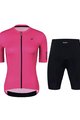 HOLOKOLO Tricoul și pantaloni scurți de ciclism - VICTORIOUS LADY - negru/roz