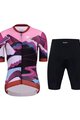 HOLOKOLO Tricoul și pantaloni scurți de ciclism - SUNSET ELITE LADY - multicolor/negru/roz