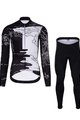 HOLOKOLO Tricou și pantaloni lungi de ciclism - VENTURE LADY WINTER - alb/negru