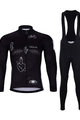 HOLOKOLO Tricou și pantaloni de iarnă de ciclism - BLACK OUT WINTER - alb/negru