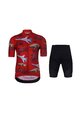 HOLOKOLO Tricoul și pantaloni scurți de ciclism - SPEED - negru/roșu/multicolor