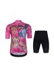HOLOKOLO Tricoul și pantaloni scurți de ciclism - SAFARI - negru/roz/multicolor