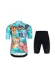 HOLOKOLO Tricoul și pantaloni scurți de ciclism - SAFARI - multicolor/turcoaz/negru