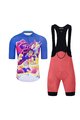 HOLOKOLO Tricoul și pantaloni scurți de ciclism - VOYAGE - albastru/roz/multicolor