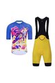 HOLOKOLO Tricoul și pantaloni scurți de ciclism - VOYAGE - albastru/galben/multicolor