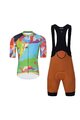 HOLOKOLO Tricoul și pantaloni scurți de ciclism - DEER - multicolor/verde/maro