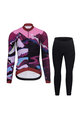 RIVANELLE BY HOLOKOLO Jachetă și pantaloni de iarnă de ciclism - SUNSET WINTER - multicolor/roz/negru