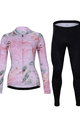 HOLOKOLO Tricou și pantaloni lungi de ciclism - BLOSSOM LADY SMR - negru/roz