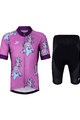 HOLOKOLO Tricoul și pantaloni scurți de ciclism - UNICORNS KIDS - roz/negru