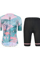 MONTON Tricoul și pantaloni scurți de ciclism - FLAMINGO LADY II - roz/negru/albastru deschis