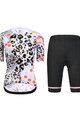 MONTON Tricoul și pantaloni scurți de ciclism - LEOPARD LADY - alb/roz/negru
