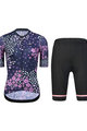 MONTON Tricoul și pantaloni scurți de ciclism - PLUM FLOWER LADY - negru/mov