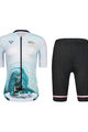 MONTON Tricoul și pantaloni scurți de ciclism - WATER FLOW LADY - negru/albastru/alb