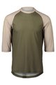 POC Tricou de ciclism cu mânecă scurtă - MTB PURE 3/4  - verde/bej