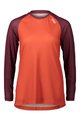 POC Tricou de ciclism cu mânecă lungă de vară - MTB PURE LADY - bordo/portocaliu