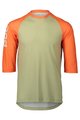 POC Tricou de ciclism cu mânecă scurtă - MTB PURE 3/4 - verde/portocaliu