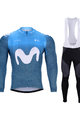 BONAVELO Tricou și pantaloni de iarnă de ciclism - MOVISTAR 2020 WINTER - negru/albastru