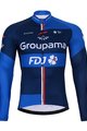 BONAVELO Tricou de cilism pentru iarnă cu mânecă lungă - FDJ 2023 - negru/albastru