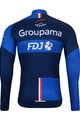 BONAVELO Tricou de cilism pentru iarnă cu mânecă lungă - FDJ 2023 - negru/albastru