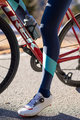 SANTINI Pantaloni de ciclism lungi cu bretele - CORAL BENGAL LADY - negru/albastru