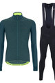 SANTINI Tricou și pantaloni de iarnă de ciclism - COLORE PURO WINTER - negru/verde