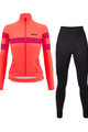 SANTINI Tricou și pantaloni de iarnă de ciclism - CORAL BENGAL+OMNIA W - negru/roz