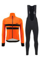 SANTINI Jachetă și pantaloni de iarnă de ciclism - COLORE HALO + LAVA - portocaliu/negru