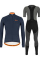 SANTINI Tricou și pantaloni de iarnă de ciclism - COLORE WINTER - negru/gri/albastru