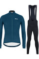 SANTINI Tricou și pantaloni de iarnă de ciclism - COLORE WINTER II - negru/albastru